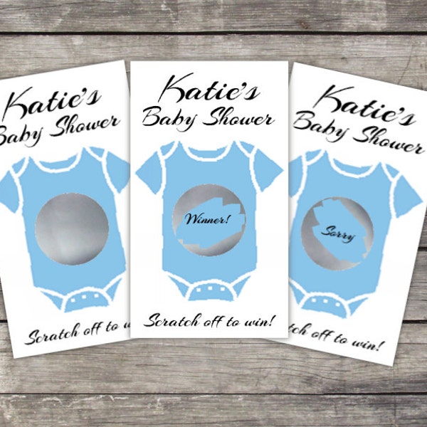 Baby Shower Scratch Off Game Cards, 10ct, Onesie Theme scratch off cards, party game, scratch tickets, lottery cards, pink, blue, yellow