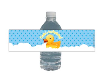 Rubber Duck Water Labels | Birthday Party | Blue or Pink | Polka Dots Rubber Ducky | Waterproof Bottle Labels | Rubber Duck Birthday | Ducky