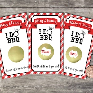 I Do BBQ, Bridal Shower Scratch Off Game Cards, 10ct, Shower Favor, lottery scratch off, Couples shower game, Wedding Shower, BBQ Bridal image 1