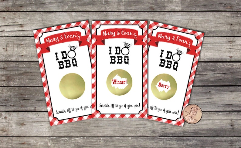 I Do BBQ, Bridal Shower Scratch Off Game Cards, 10ct, Shower Favor, lottery scratch off, Couples shower game, Wedding Shower, BBQ Bridal image 1