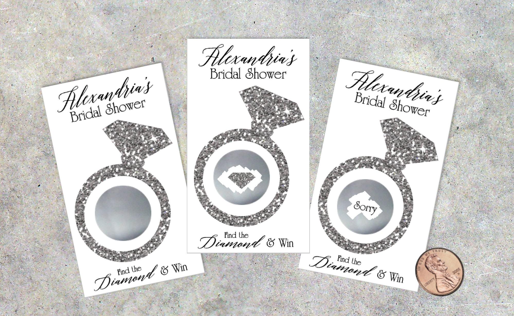 Bridal Shower Scratch Off Game Cards – 50 Pack With Glitter Diamond Ring Design, Wedding Party Activity - View #8