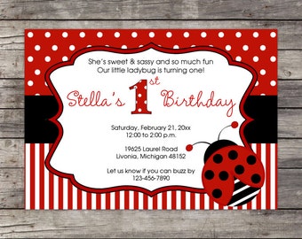 Ladybug Invitation Customized for your Birthday Party