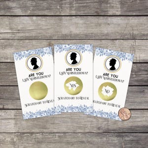 Bridgerton Lady Whistledown Scratch Off Game Cards, Bridal Shower, Birthday, Printed & Shipped Blue & White Floral