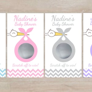 Baby Shower Scratch Off Game Cards, Thème Stork, Jeu de baby shower, Livraison spéciale, Cigogne Baby Shower, Loterie Scratch offs, Cartes de tombola