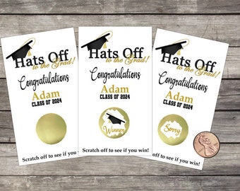 Graduation 2024 Party Scratch Off Game Cards | 10ct Gold Black, Grad Party Favor, lottery scratch off, Senior Grad Party Game, Black & Gold