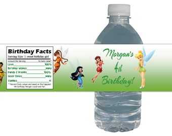 Tinkerbell Water Bottle Labels | Birthday Party | Waterproof Bottle Labels | Kids Birthday Party | Tinkerbell and Friends |