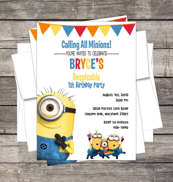 Minions Birthday Party Invitation / Despicable Me / Kids birthday invitation / Printed or Digital / Il_570xn
