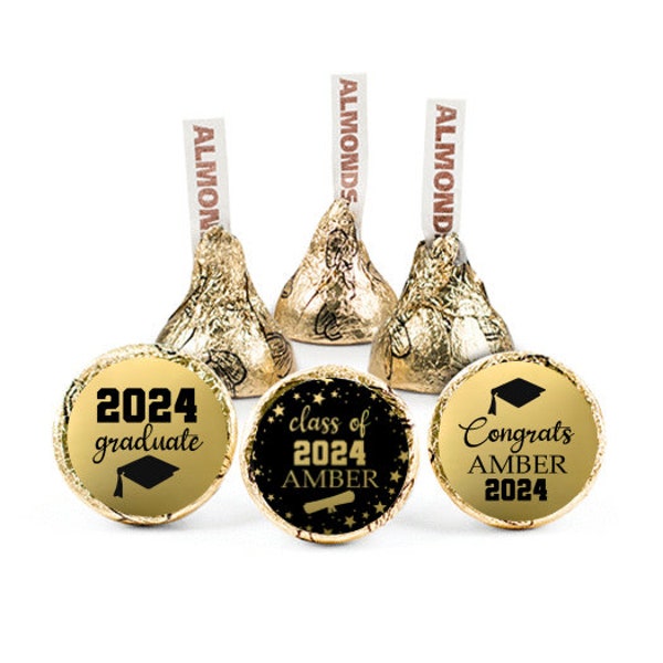 Graduation 2024, 108 Hershey's Kisses labels, GOLD Foil labels, Party Stickers Labels, Party favor labels, candy labels, Graduation favor