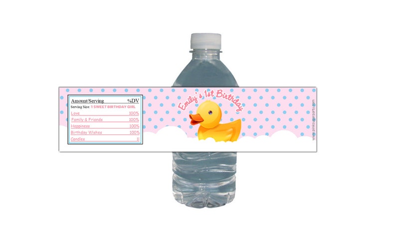 Rubber Duck Water Labels Birthday Party Blue or Pink Polka Dots Rubber Ducky Waterproof Bottle Labels Rubber Duck Birthday Ducky image 4