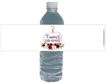 Pumpkin Baby Shower Water Bottle Labels: Waterproof Fall Harvest