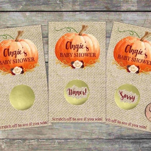 Little Pumpkin Baby Shower Scratch Off Game: Burlap Cards (10 Ct)