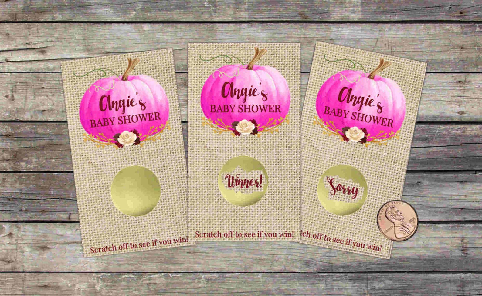 Baby Shower Scratch off Game, 10 Ct Scratch Cards, Little Pumpkin