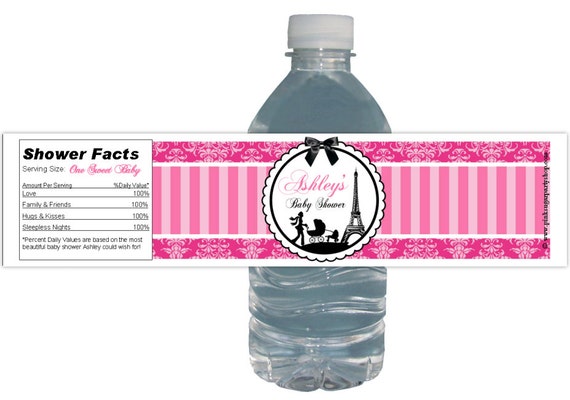 Paris Water Bottle Labels, Pink Poodle Party, Kids Birthday Party, Bridal  Shower, Paris Party Birthday, Baby Shower, Ooh La La Party. French 