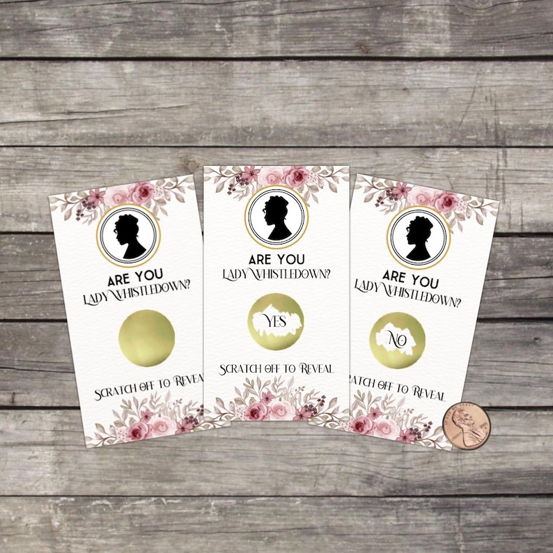 Bridgerton Lady Whistledown Scratch Off Game Cards, Bridal Shower, Birthday, Printed & Shipped Pink Fall Floral