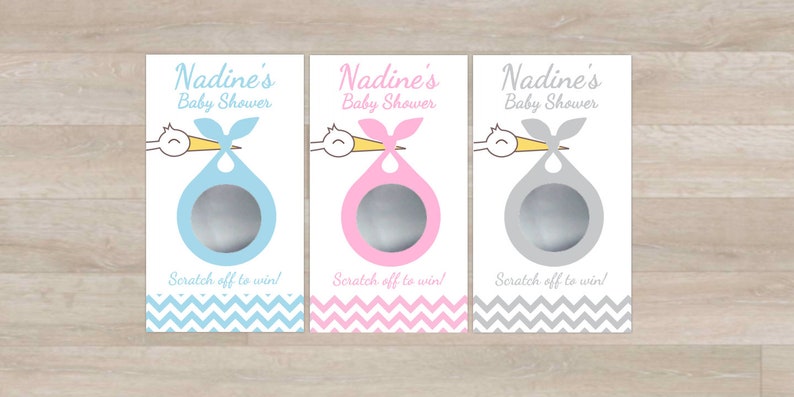 Baby Shower Scratch Off Game Cards Stork Theme Baby Shower Etsy