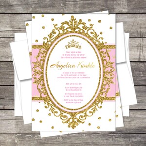 Princess Birthday Invitation, Royal Birthday, Gold Glitter Crown, Kids Birthday Party, Royal Birthday Party, Printables, Digital Invitation image 1