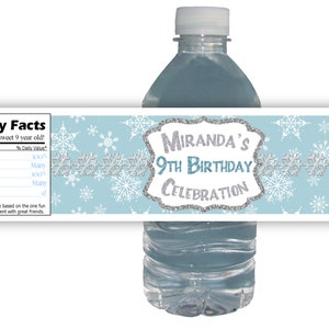 Water bottle labels, Winter Wonderland, Frozen Party, 15ct Waterproof Bottle Labels, Customized, Birthday Party, Frozen Theme image 2