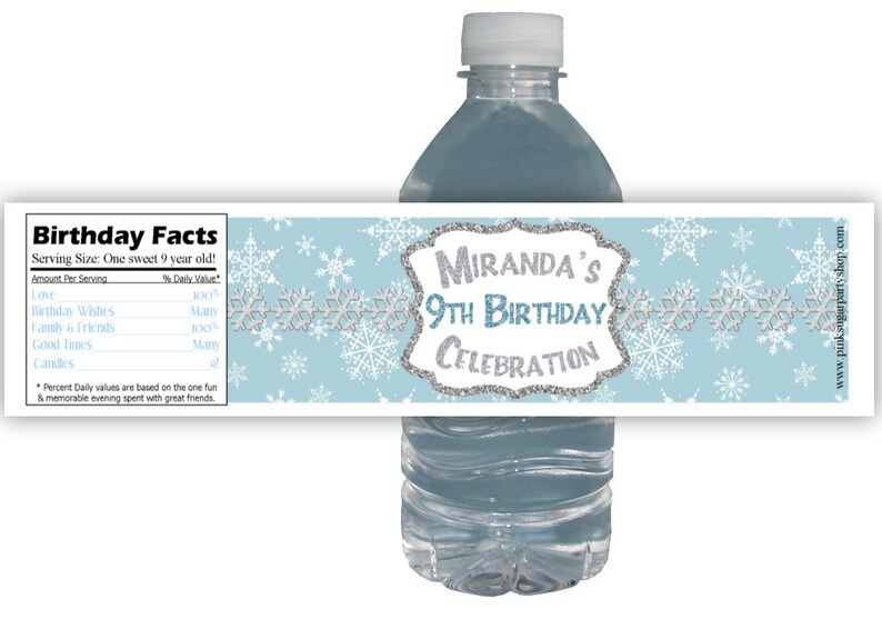 Water bottle labels, Winter Wonderland, Frozen Party, 15ct Waterproof Bottle Labels, Customized, Birthday Party, Frozen Theme image 2