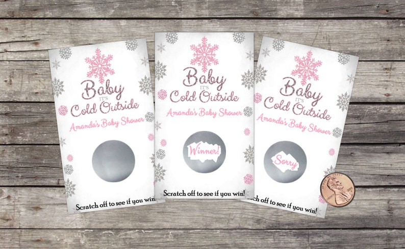 Baby Shower Hershey Kisses® Labels Winter Wonderland Baby it's cold Outside Baby shower favors Pink Glitter Winter Theme Baby Shower image 2