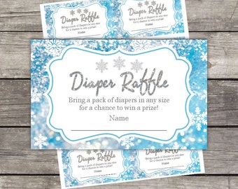 diaper raffle card inserts, Winter Wonderland baby shower/ Printable Digital Diaper Raffle / INSTANT DOWNLOAD