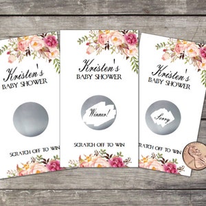 Baby Shower Scratch Off Game Cards, 10ct, Floral, Shower Favor, loterie scratch off, baby shower game, Rustic Flowers, Roses