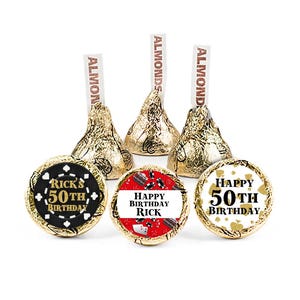Casino Theme Hershey Kiss Stickers: Poker Chip Party Favors (108 ct, Printed, Customized)