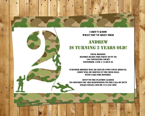 Army Birthday Party Invitation PERSONALIZED Kids Birthday
