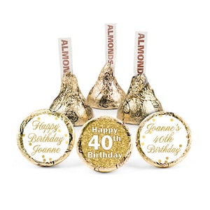 108 Hershey's Kisses labels | Gold Glitter Print | Birthday Party Stickers Labels | Baby Shower | Wedding | Mitzvah | Party favor labels