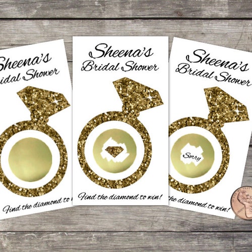 Bridal Shower Scratch off Game Cards 10ct Glitter Diamond Etsy Canada