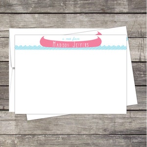 Personalized Summer Camp Stationery: Canoe Notecards (15ct)