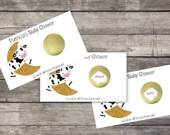 Baby Shower Scratch Off, Baby Shower Game, Cow Jumped Over the Moon, Baby shower favor, party lottery tickets, neutral baby shower