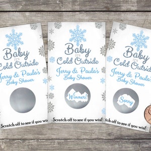 Baby Shower Hershey Kisses® Labels 108ct Winter Wonderland Baby it's cold Outside shower favors, Blue Glitter Winter Theme Baby Shower image 2