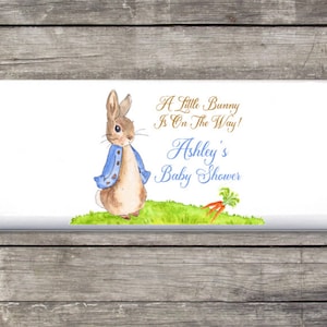 Baby Shower Candy bar Wrapper & Foil, Peter Rabbit Theme, Gold Foil, Rabbit Baby shower Favor, Baby Shower decor, custom candy wrapper image 1