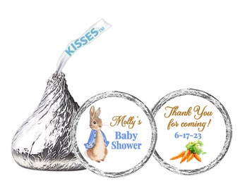 Peter Rabbit Baby Shower Hershey Kiss Labels, 108 ct, Customizable