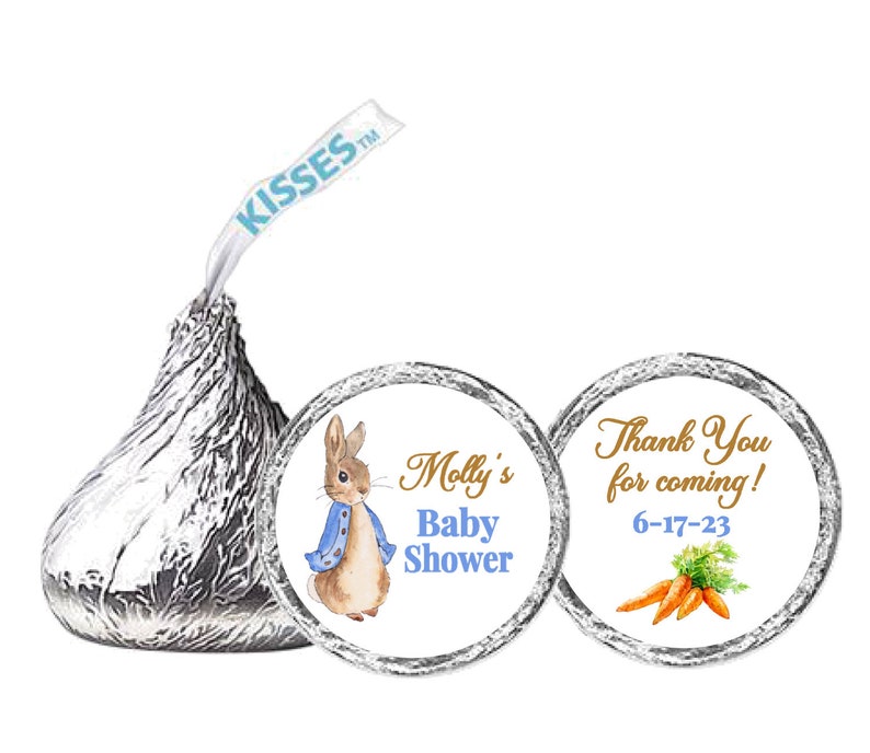 Peter Rabbit Baby Shower Hershey Kisses® Labels, 108 ct, Peter Rabbit Baby Shower, Peter Rabbit Theme, Peter Cottontail Customizable image 1