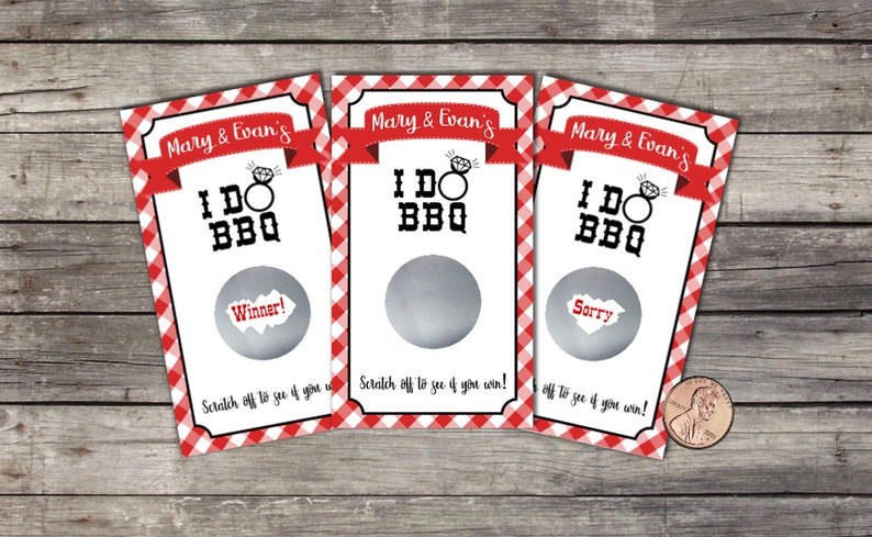 I Do BBQ, Bridal Shower Scratch Off Game Cards, 10ct, Shower Favor, lottery scratch off, Couples shower game, Wedding Shower, BBQ Bridal image 2
