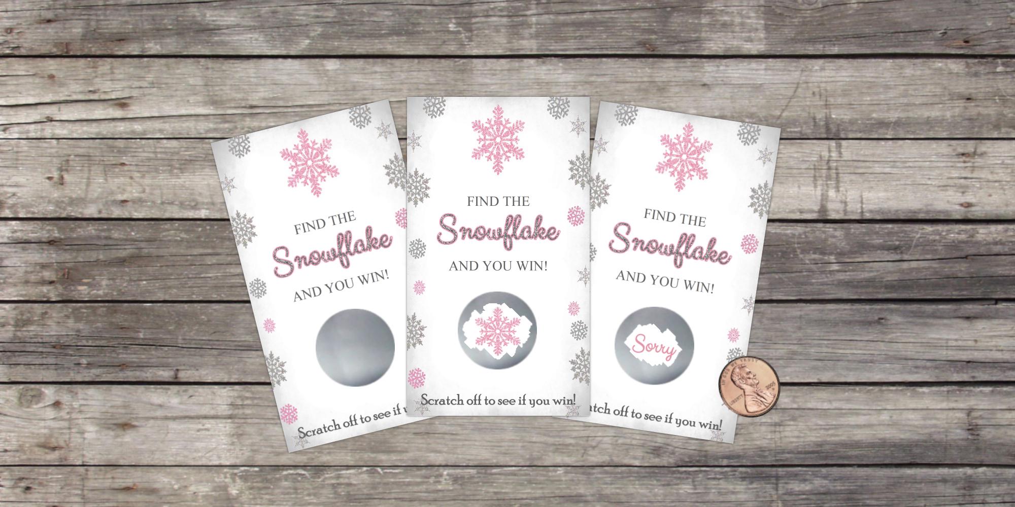 Pink Winter Wonderland Scratch Off Game Cards - 22 Count For Baby Showers & Holiday Parties