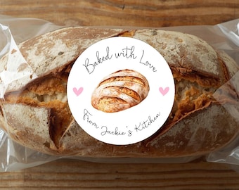 Sourdough Bread Bag Stickers, Personalized Baked Bread Labels Supplies, customized for your Bakery Business