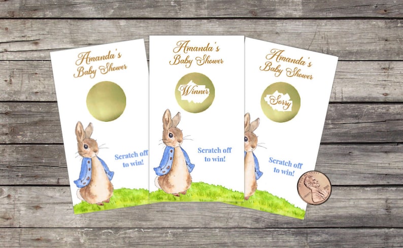 Peter Rabbit Baby Shower Scratch Off Game Cards, Peter Rabbit Theme, Peter Cottontail, Easter, Lottery Scratch offs, Raffle Cards, birthday image 1