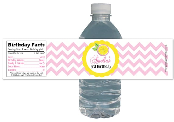 Pink Lemonade, Birthday Party, 15c,t Water Bottle Labels, Personalized, Printed & Shipped, kids Birthday Party, Baby Shower. bridal shower Il_570xn