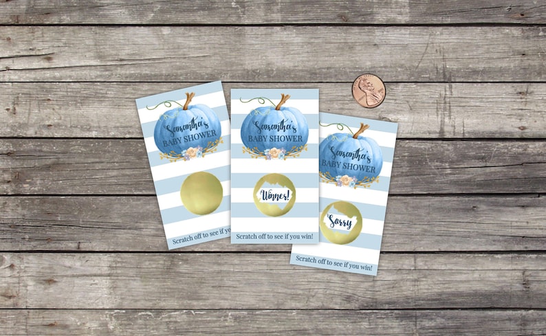 Blue Pumpkin Baby Shower Scratch Off Game: Rustic Fall Theme bild 1