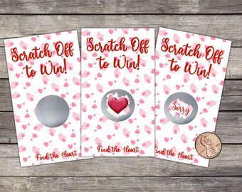 Valentine's Day Scratch Off Game Cards, 10ct, Valentine Party Favor, lottery scratch off, scratch off game, Silver or Gold scratch off