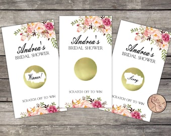 Bridal Shower Scratch Off Game Cards, 10ct, Floral, Shower Favor, lottery scratch off, bridal shower game, Rustic Flowers, Roses