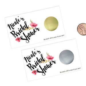Cartes de jeu à gratter pour la douche nuptiale, 10 carats, floral rustique, cadeau de douche, loterie à gratter, jeu de douche nuptiale, fiançailles, or, argent