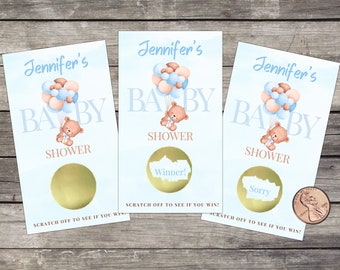 Bear Balloons Baby Shower Scratch Off Game Cards (Set of 10)