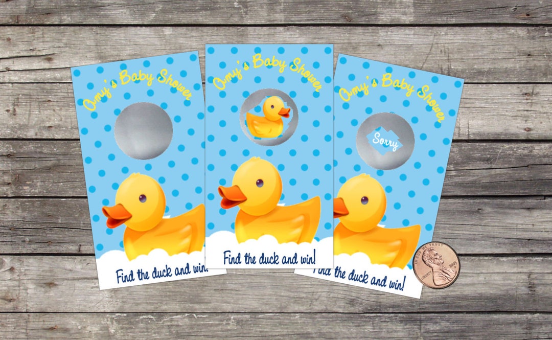 Rubber Duck Theme, Baby Shower Scratch off Game Cards, Baby Shower Game