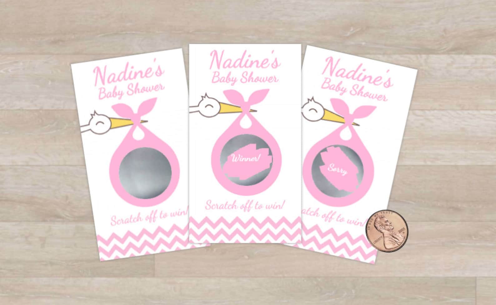 Baby Shower Scratch off Game Cards, Stork Theme, Baby Shower Game