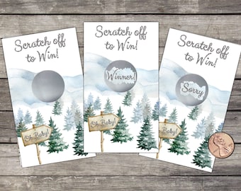 Baby Shower Winter Wonderland Evergreen Rubbelspiel Karten, 10ct, Babypartybevorzugung, Lotterie Rubbellos, Babyparty Spiel, Duschspiel