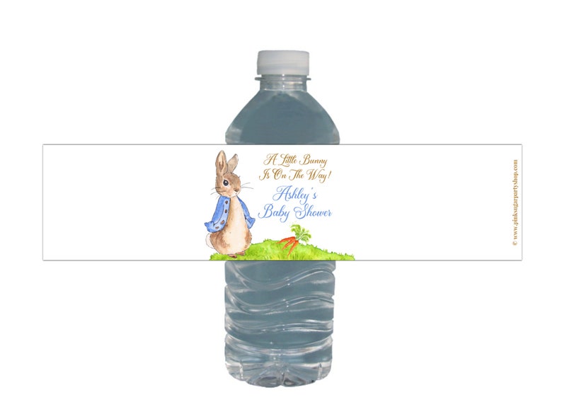 Baby Shower Water labels, Peter Rabbit Theme, Drink Bottle Labels, Bunny baby shower, Baby shower decor, Peter Rabbit Baby Shower Theme image 1