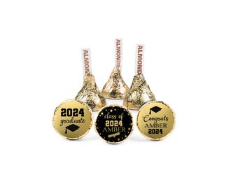 Gold Foil Graduation Hershey Kiss Labels 2025/26: Party Favor Stickers, Personalized